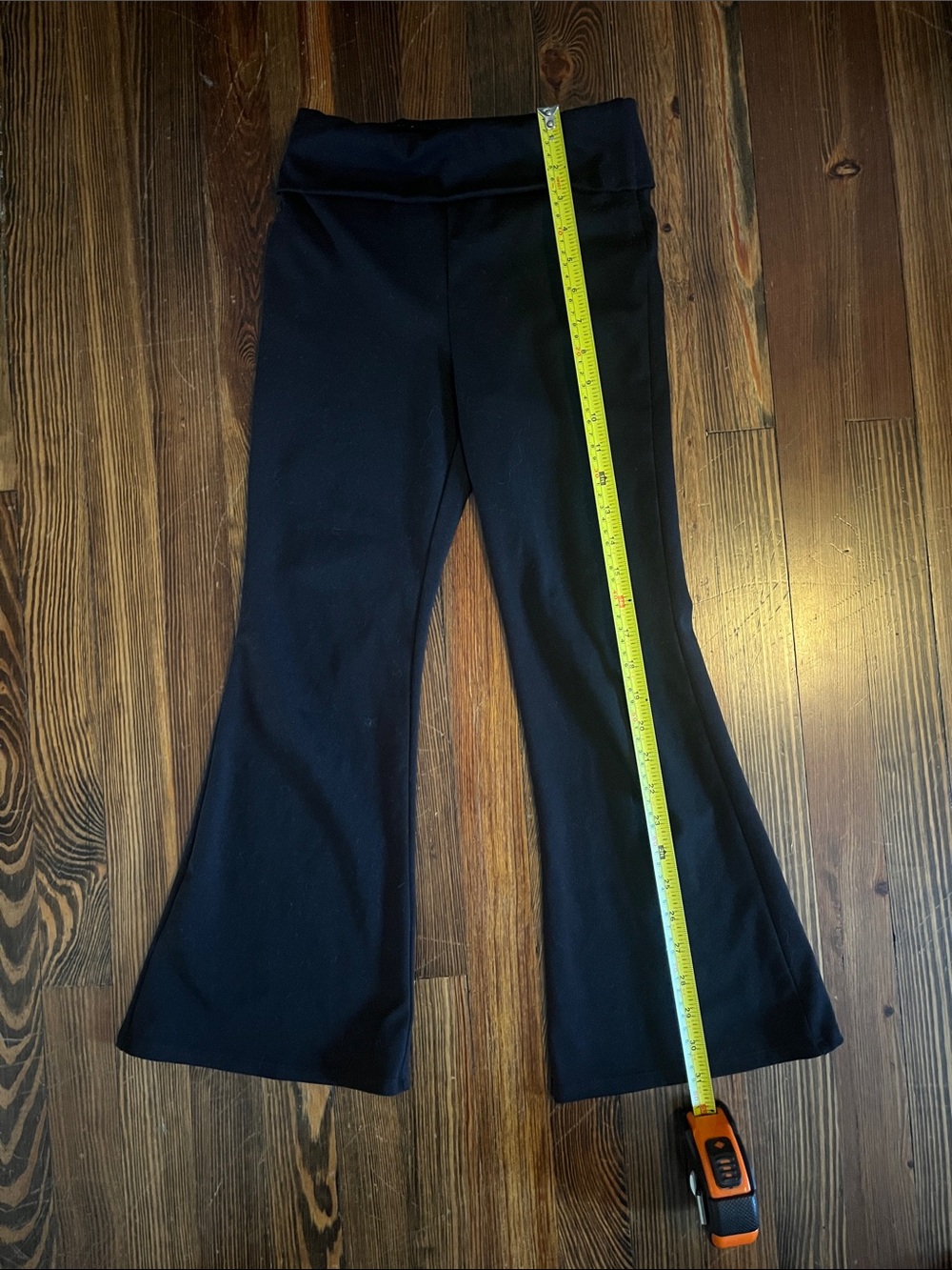 art class Black Flared Leggings with Fold-Over Waistband